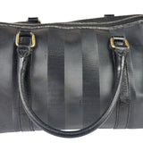 Fendi Grey/Black Leather Striped Boston Bag