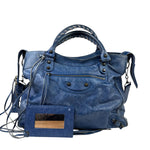 Balenciaga Navy Leather Moto Work Two-Way Bag