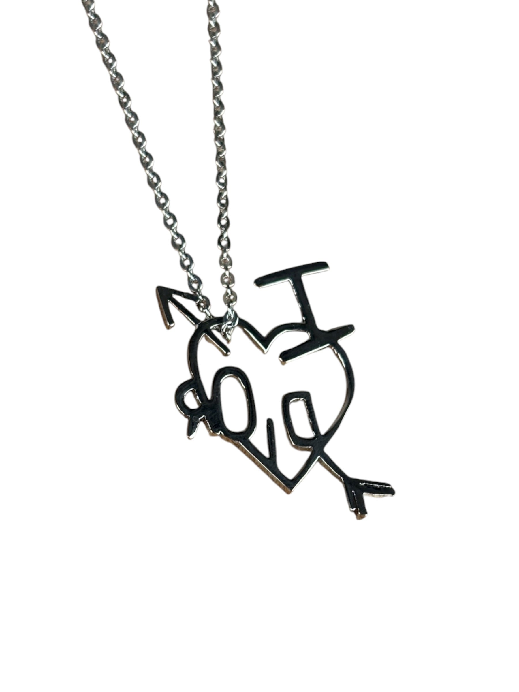 Christian Dior Vintage Silver "I Heart Dior" Necklace