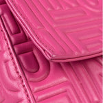 Fendi Pink Leather Logo Embossed Baguette