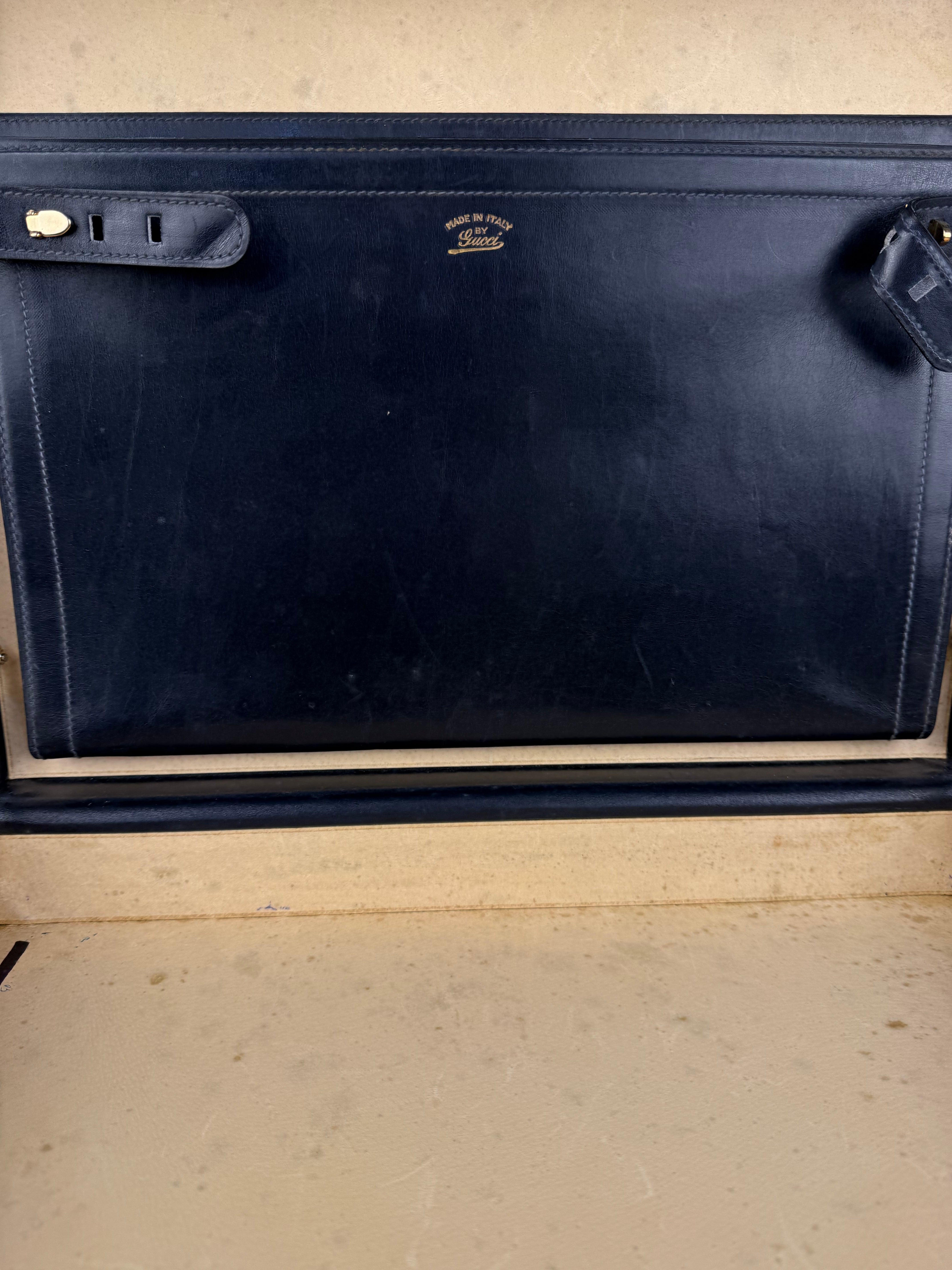 Gucci Navy Suede Vintage Briefcase