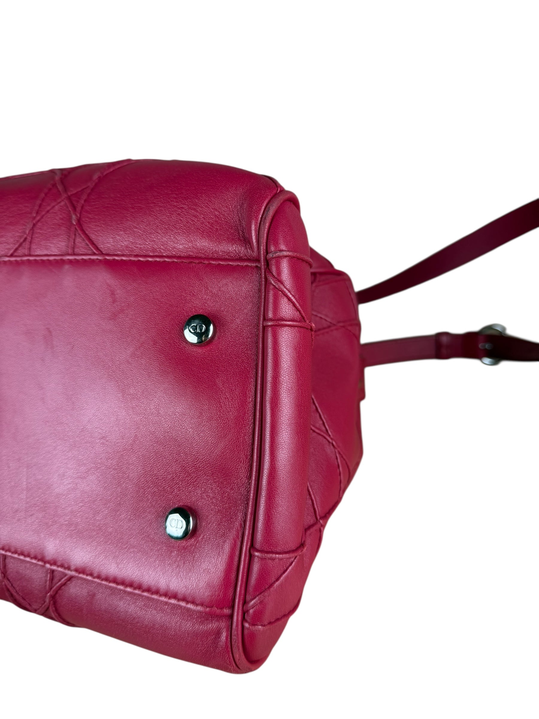 Christian Dior Red Granville Cannage 2Way Handbag