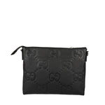 Gucci Black Leather Medium Jumbo GG Pouch/Messenger Crossbody Bag