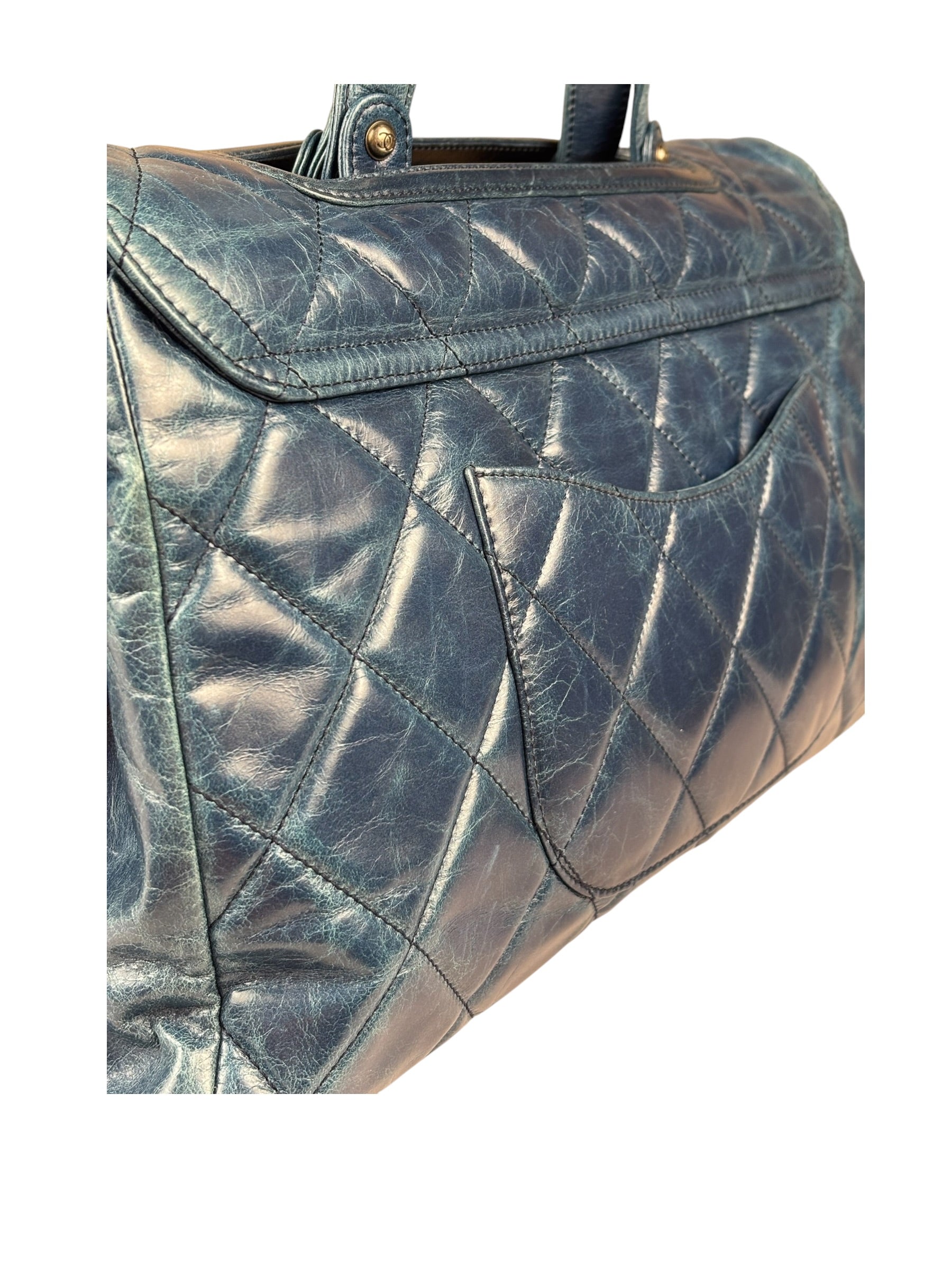 Chanel Blue Quilted Calfskin Large Convertible Boy Two-Way Bag 2012