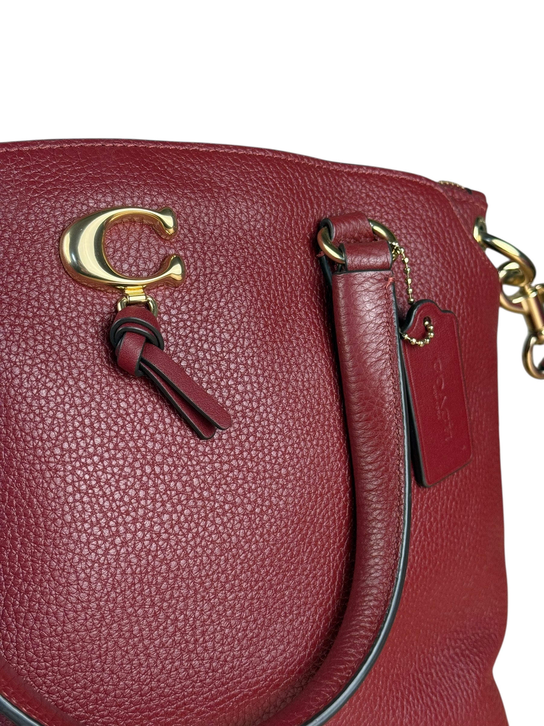 Coach Maroon Pebbled Leather Remi 2Way Bag