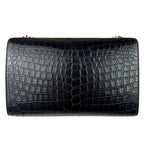 Yves Saint Laurent Black Croc-Embossed Calfskin Kate Tassel Shoulder Bag