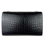 Yves Saint Laurent Black Croc-Embossed Calfskin Kate Tassel Shoulder Bag