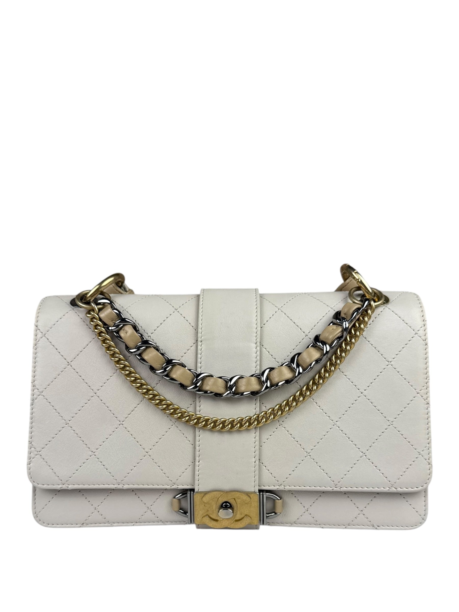 Chanel Cream Quilted Leather Flap Bag 2018