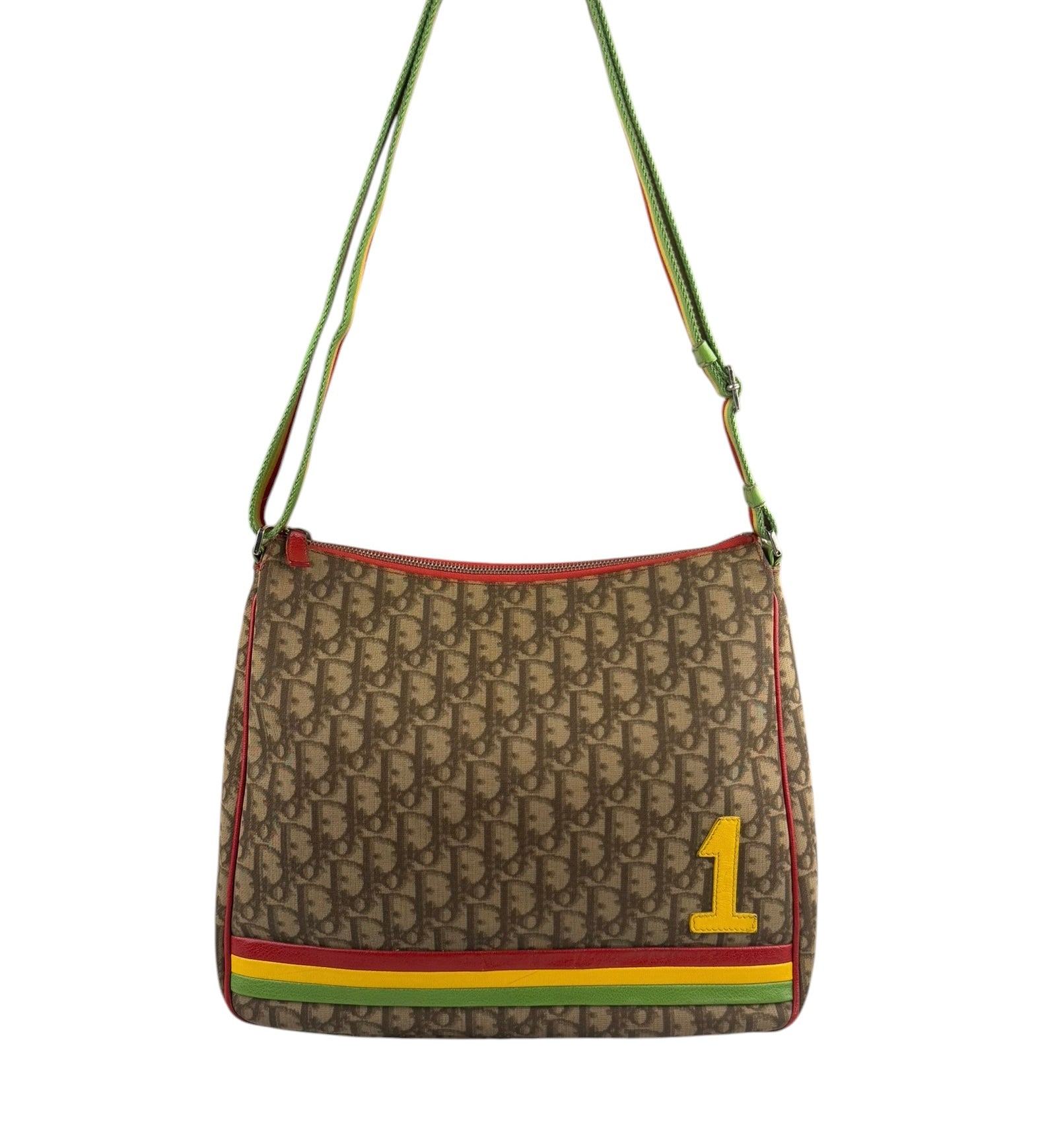 Christian Dior Vintage Monogram Rasta Trotter Messenger Bag