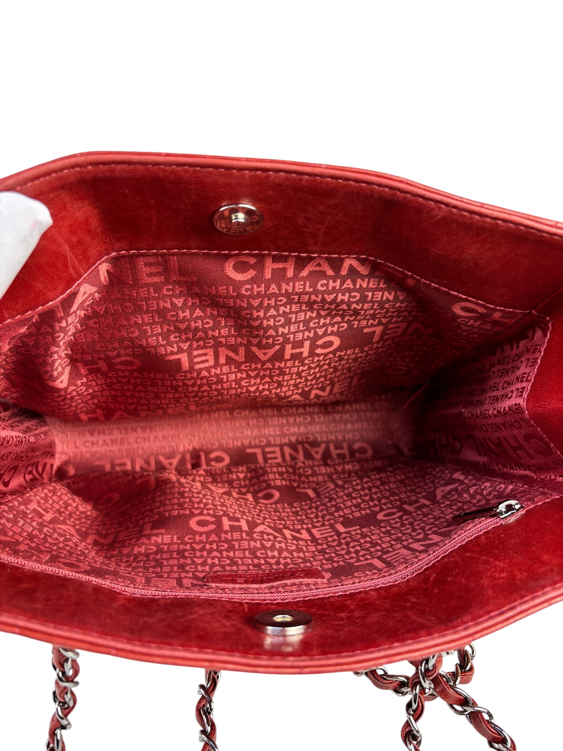Chanel Red Lambskin Chocolate Bar Mademoiselle Reissue Square Tote  2004