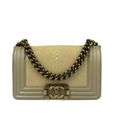 Chanel Beige Leather Boy Stingray Flap Bag 2013