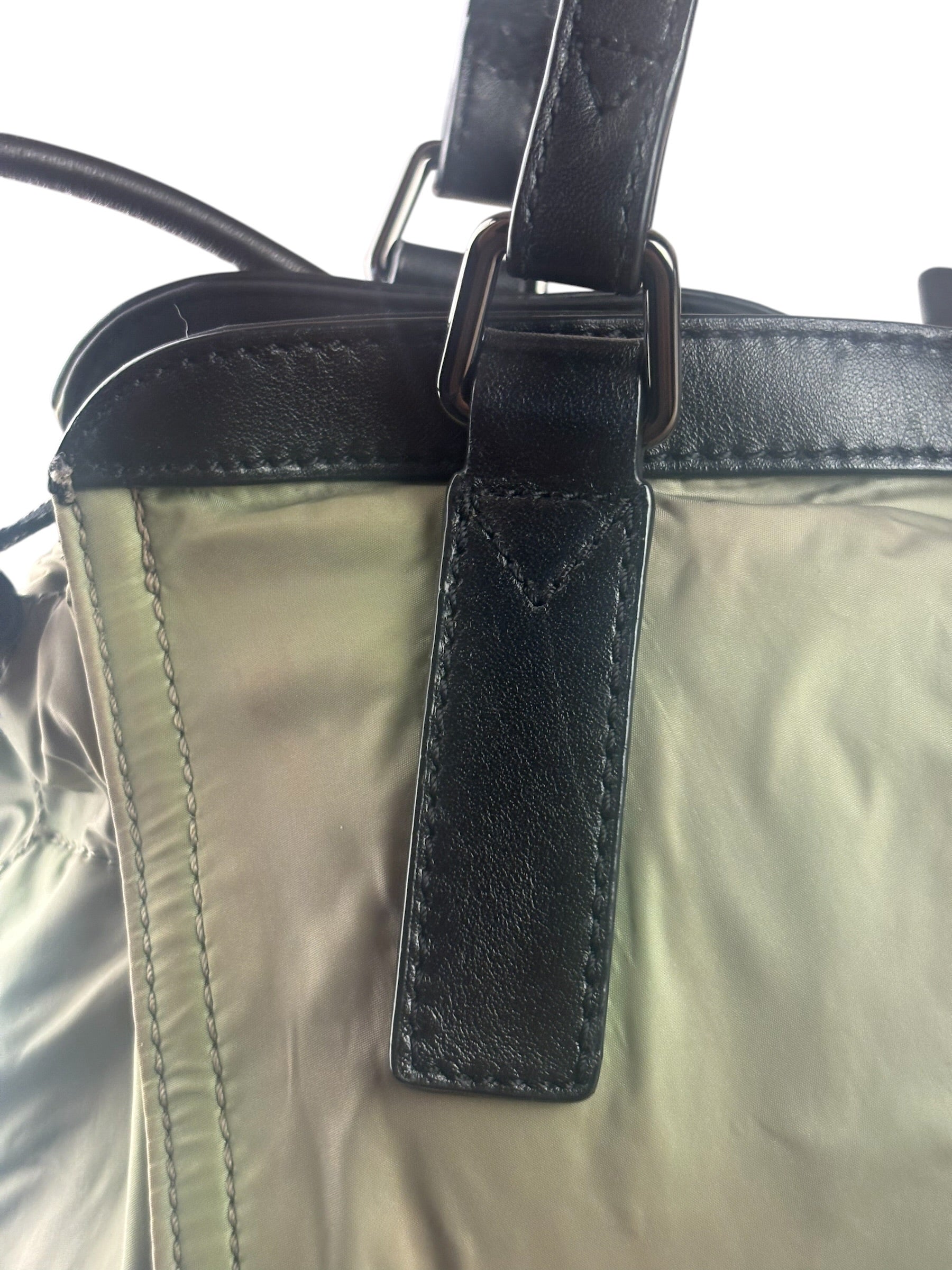 Burberry Geen Nylon/Leather Trim Buckleigh Tote Bag