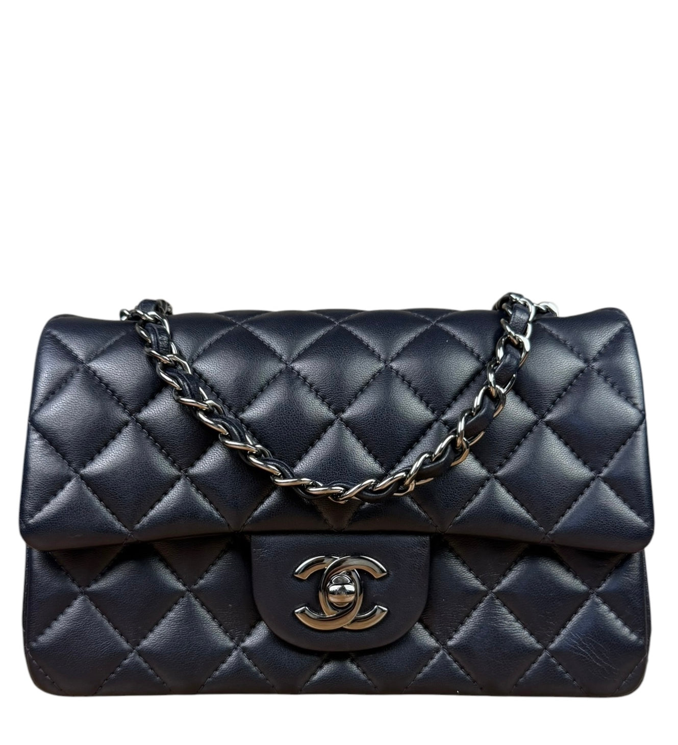 Chanel Iridescent Blue Quilted Leather Mini Flap Bag 2017