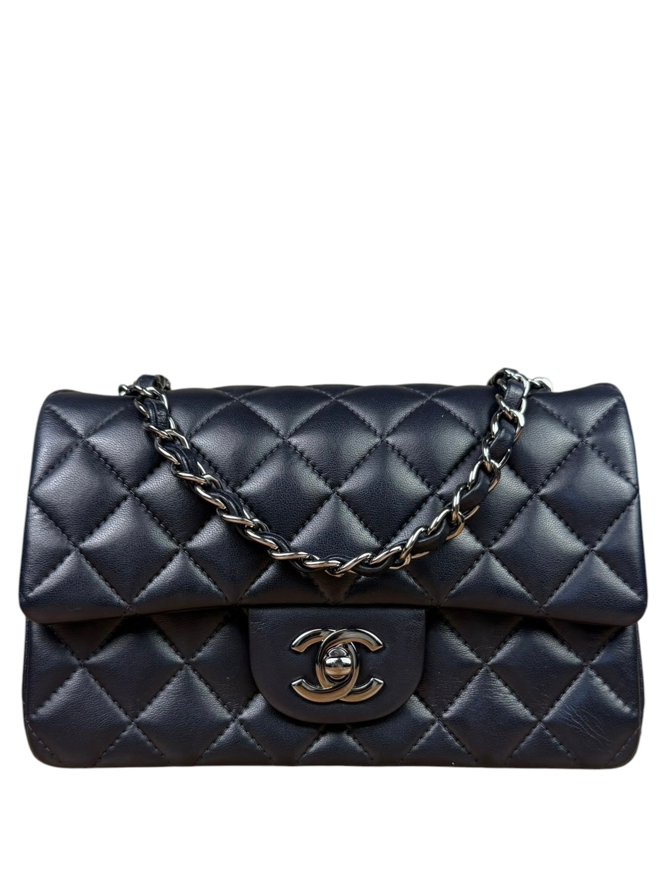 Chanel Iridescent Blue Quilted Leather Mini Flap Bag 2017