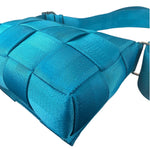 Bottega Veneta Teal Blue Intrecciato Cassette Flap Crossbody Bag