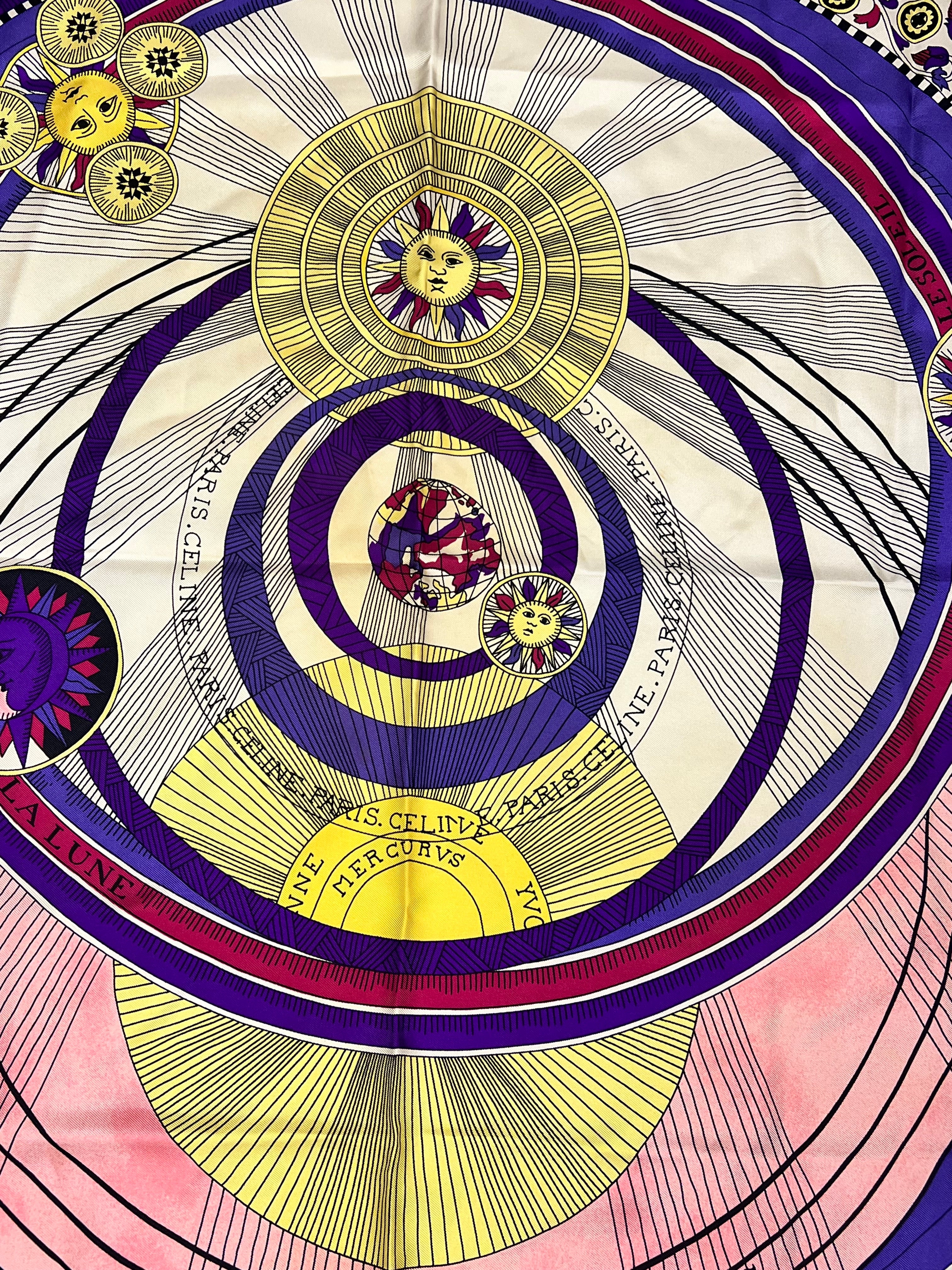 Celine Vintage Sun Scale Silk Scarf