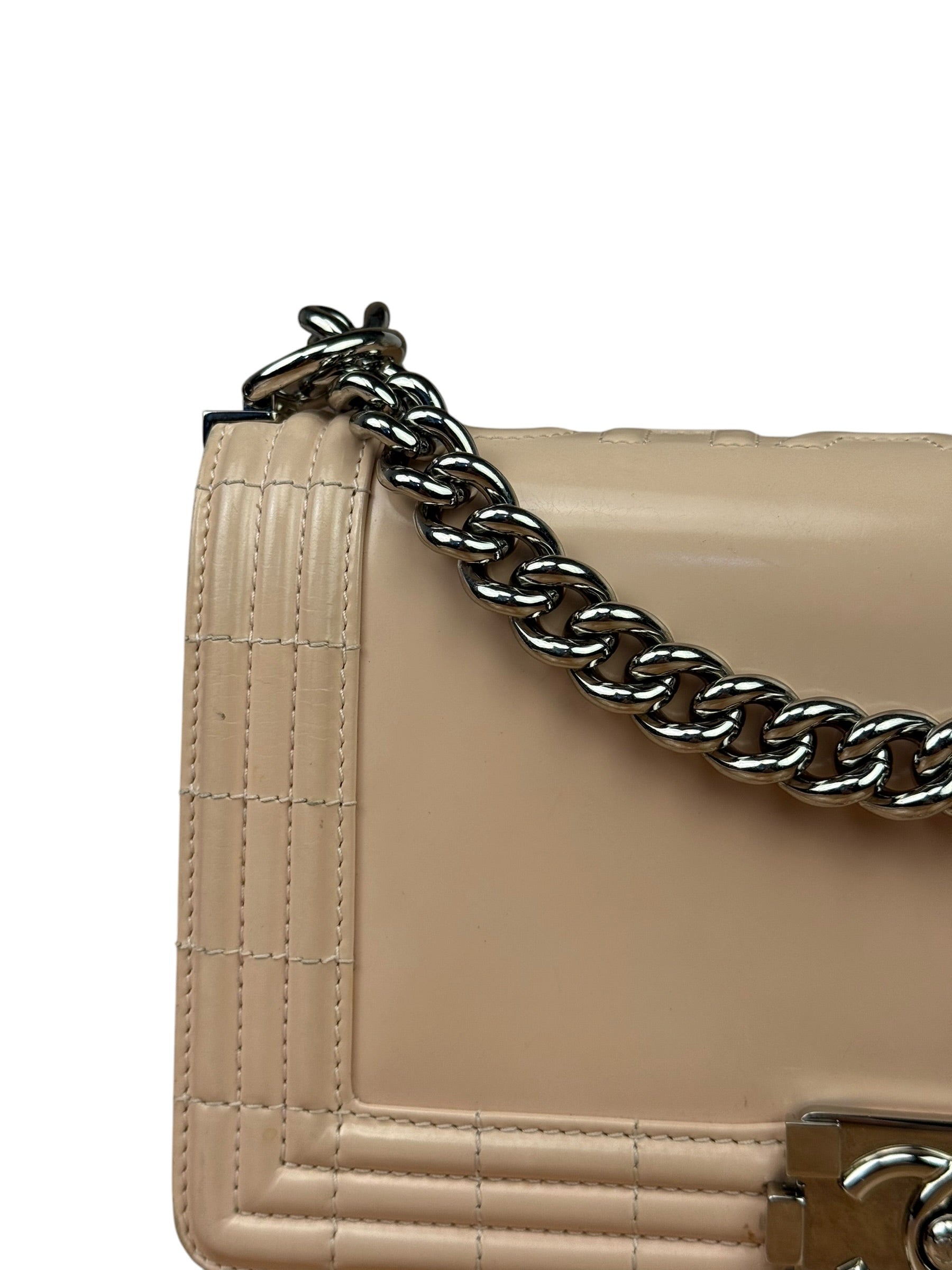 Chanel Cream Patent Leather Boy Flap Bag 2012