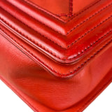 Chanel Red Quilted Double Stitch Boy Bag 2014