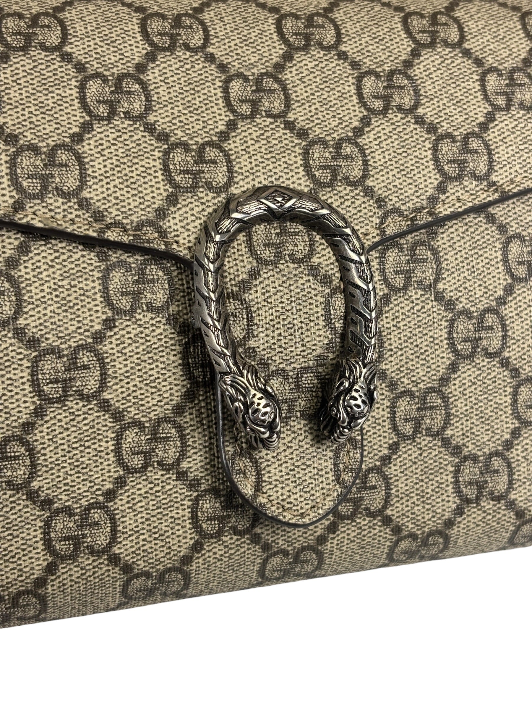 Gucci Beige Leather GG Dionysus Small Wallet On Chain