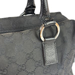 Gucci Black Leather Trim GG Top Handle Bag