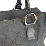 Gucci Black Leather Trim GG Top Handle Bag
