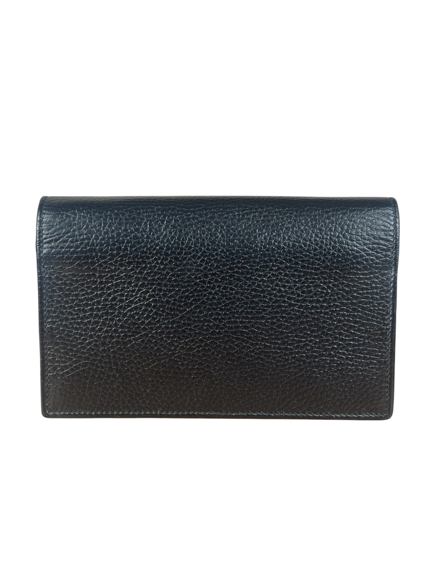 Gucci Black Interlocking G Leather Wallet on Chain