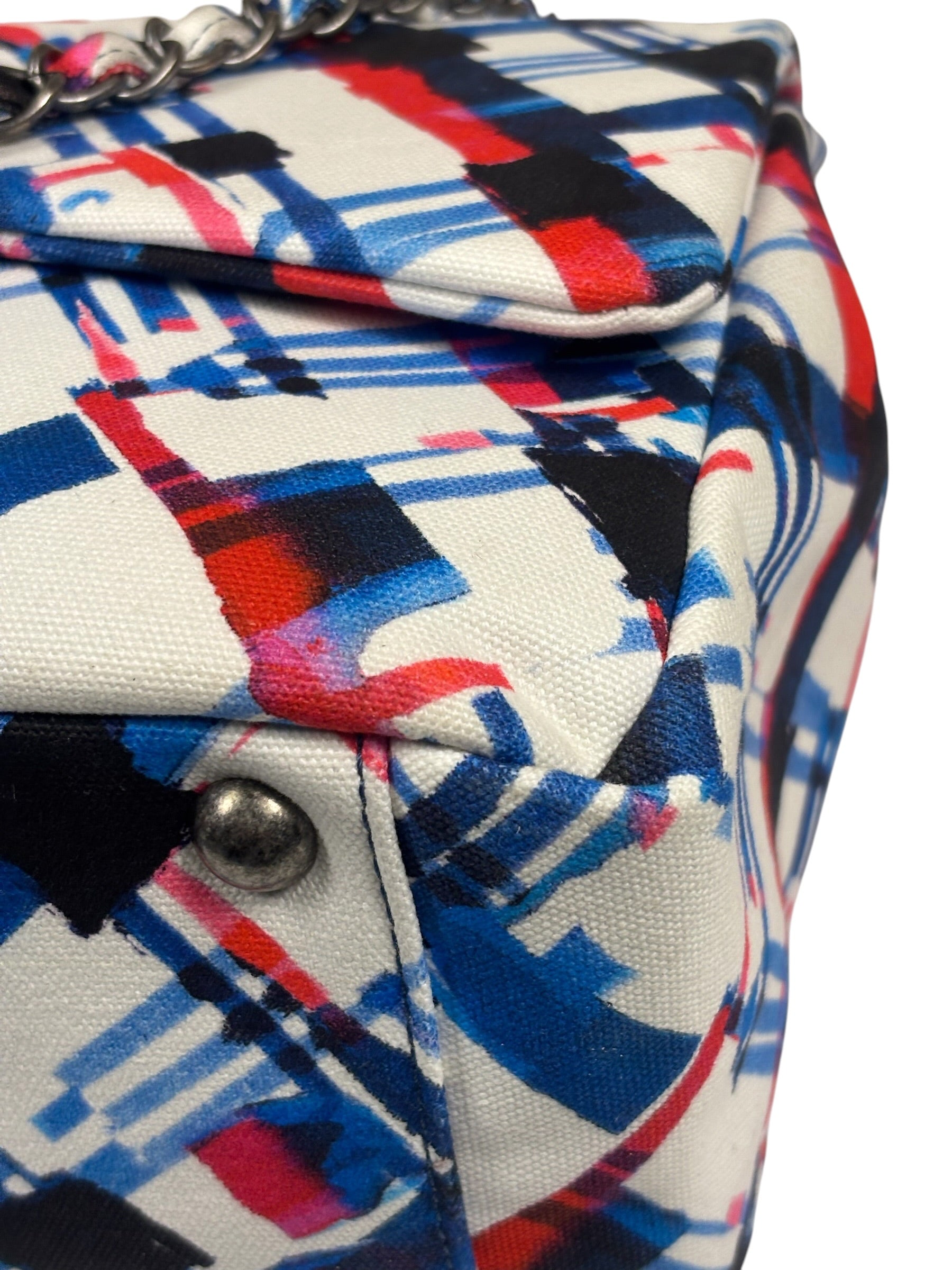 Chanel White-Multi Canvas Airline Printed XXL Travel Flap Bag 2016