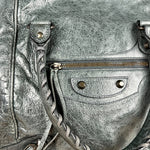 Balenciaga Leather Motocross Muted Teal Sunday Tote
