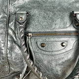 Balenciaga Leather Motocross Muted Teal Sunday Tote