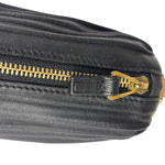 Loewe Leather Bracelet Pleated Pouch Bag Black