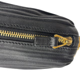 Loewe Leather Bracelet Pleated Pouch Bag Black