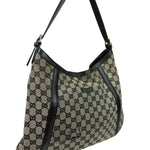 Gucci Black Leather Trim GG Supreme Hobo Bag