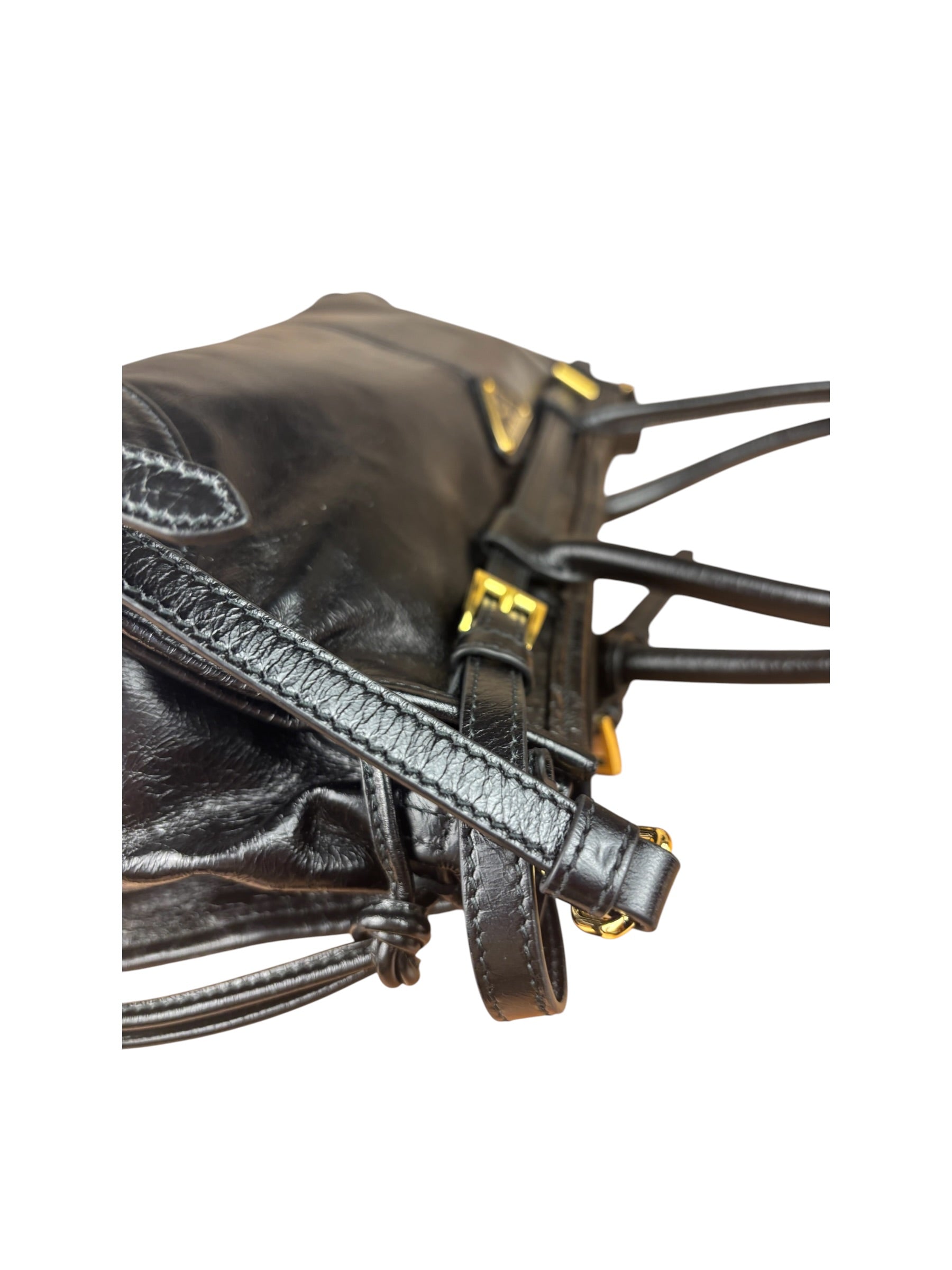 Prada Black Patent Leather Bonnie Medium Two-Way Bag