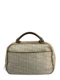 Celine Beige/Green Leather Trim Macadam Handbag