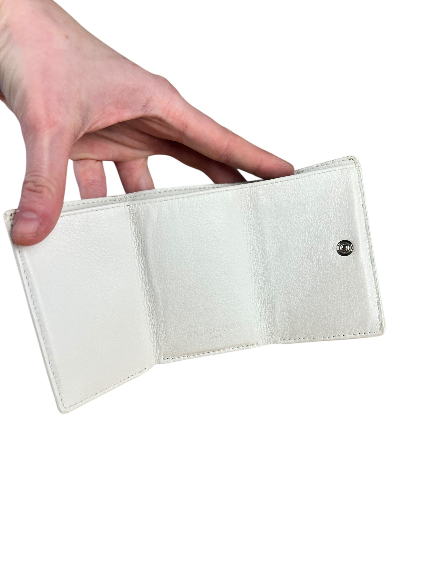 Balenciaga White Leather Papier Compact Wallet