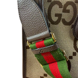 Gucci Brown Leather Trim Jumbo GG Mini Vertical Tote Bag