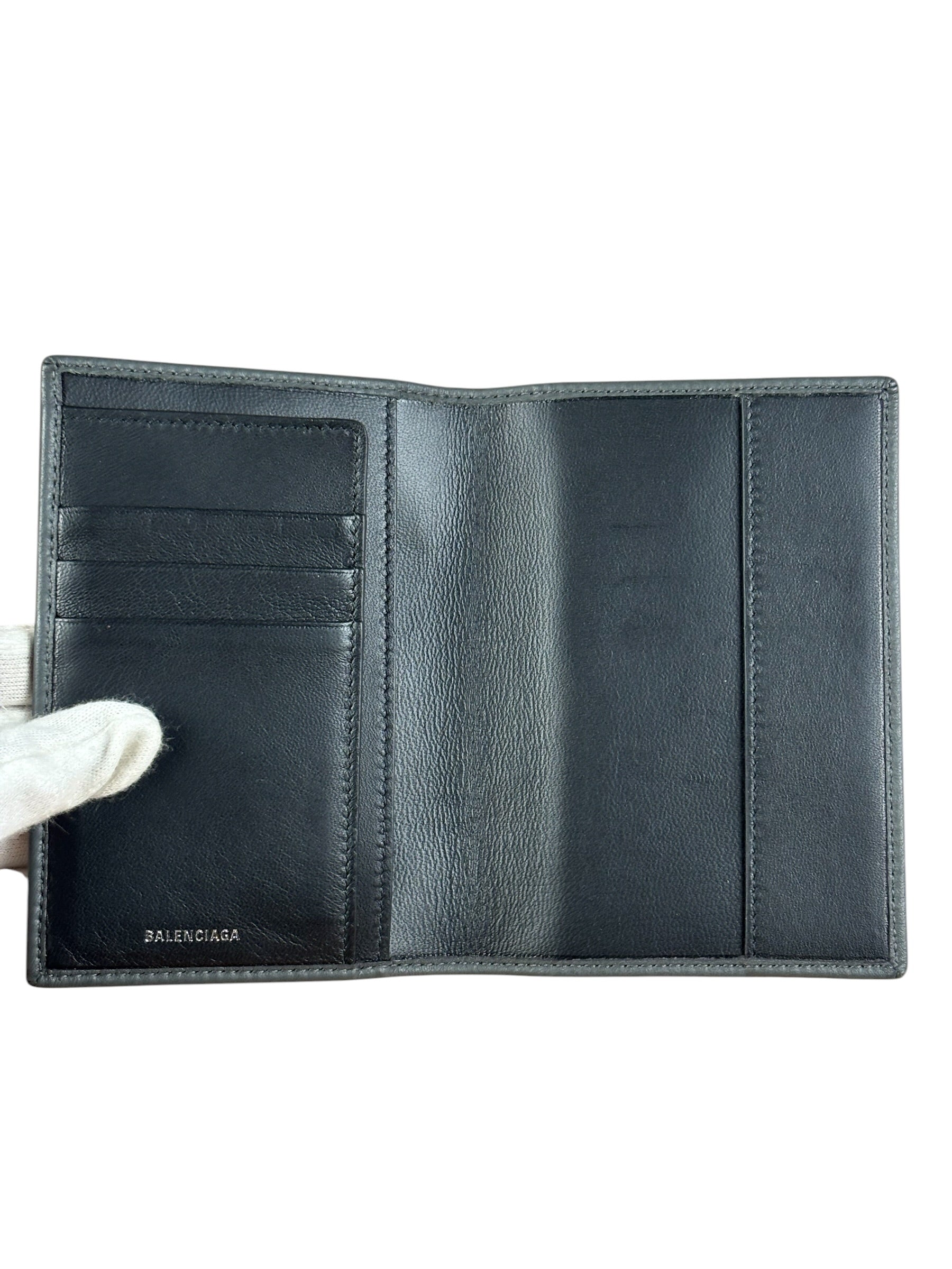 Balenciaga Black Leather Passport Holder Wallet