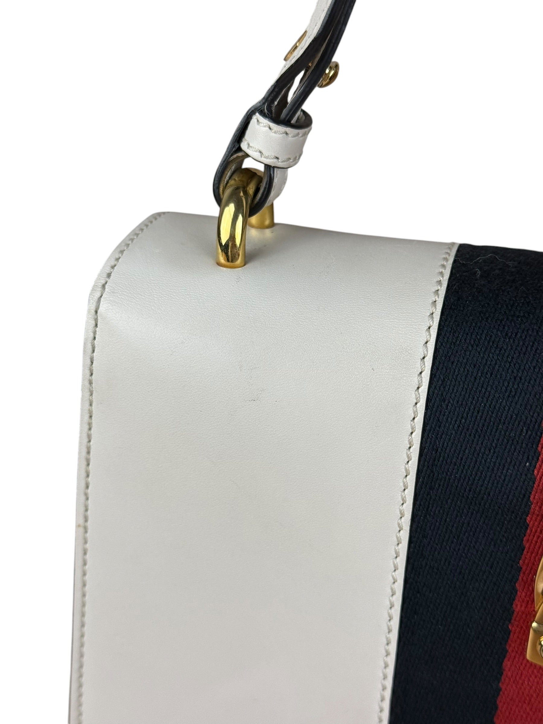 Gucci White Leather Sylvie Chain Shoulder Bag