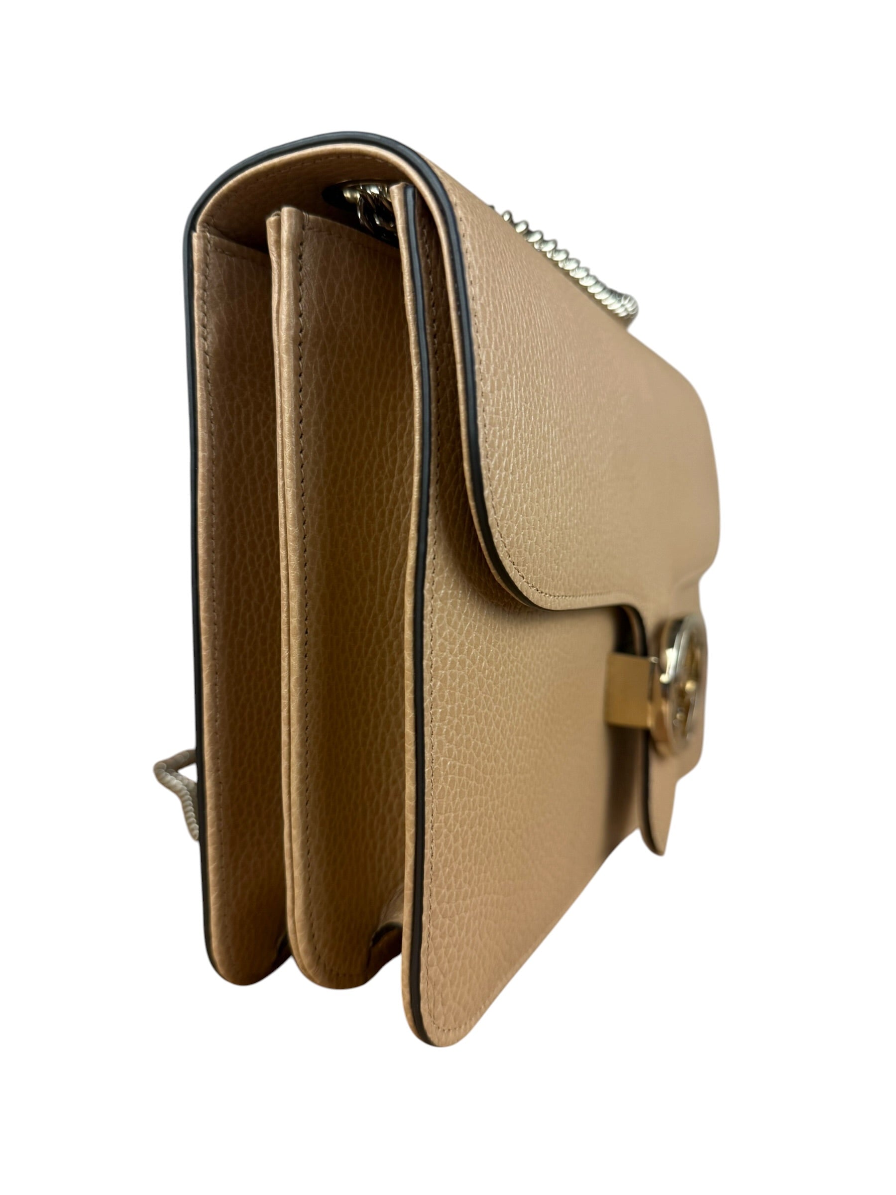 Gucci Beige Leather Medium GG Dollar Chain Shoulder Bag