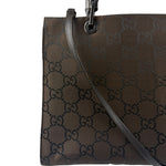 Gucci Brown Nylon Leather Trim Canvas Monogram Bamboo Two-Way Bag