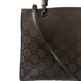 Gucci Brown Nylon Leather Trim Canvas Monogram Bamboo Two-Way Bag