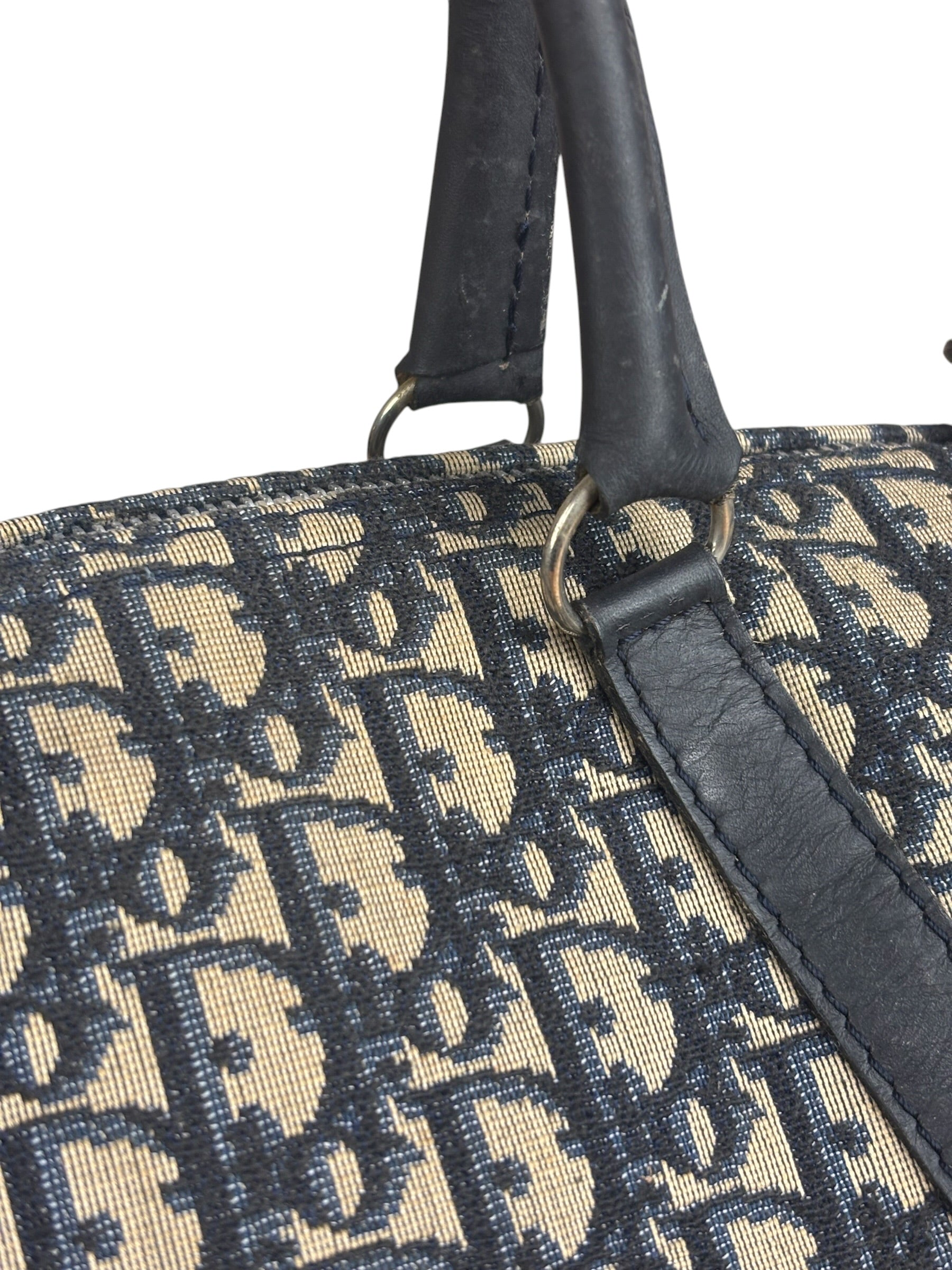 Christian Dior Vintage Blue Oblique Trotter Boston Bag