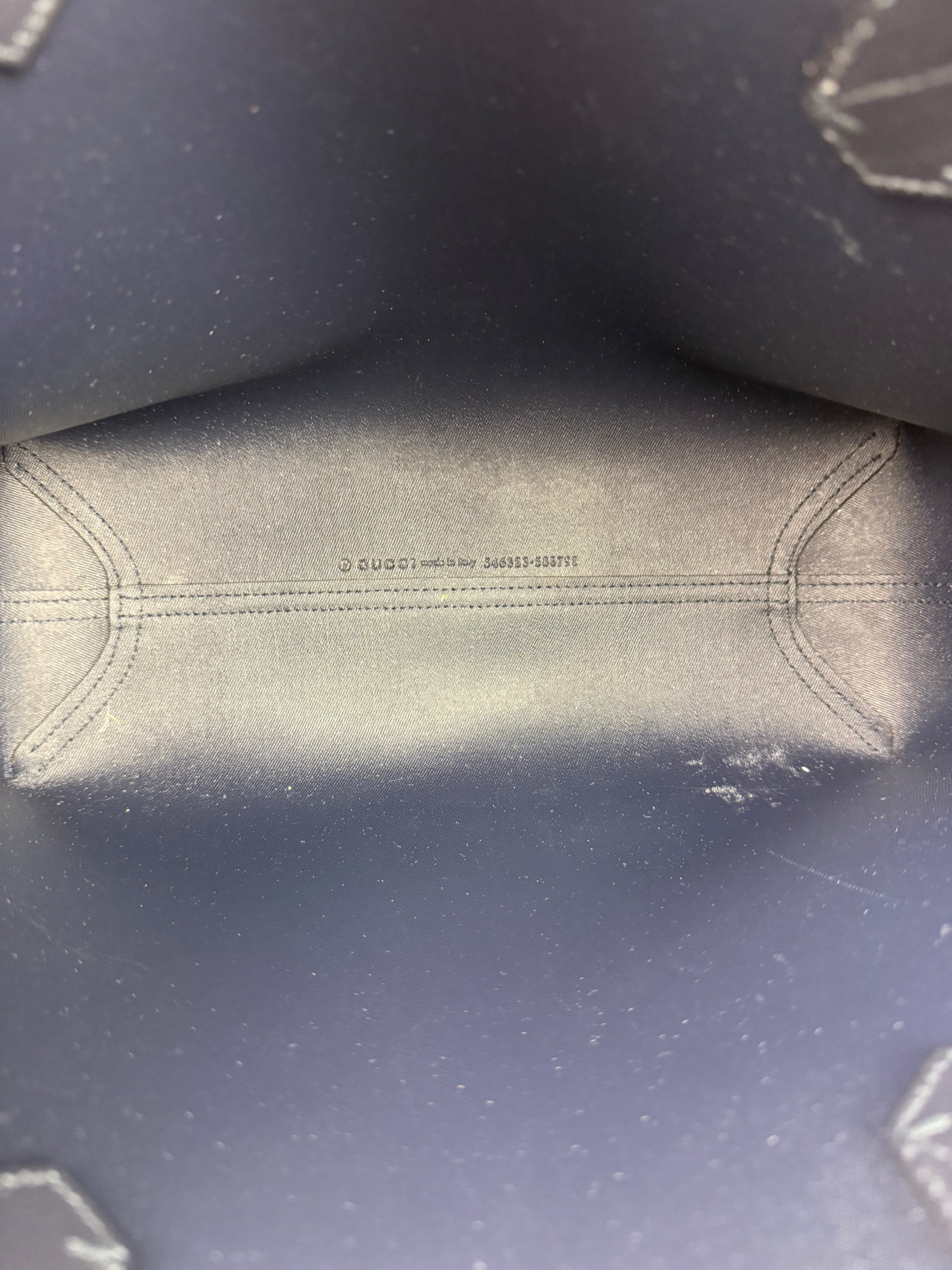 Gucci Blue/Beige GG Supreme Blooms Reversible Tote