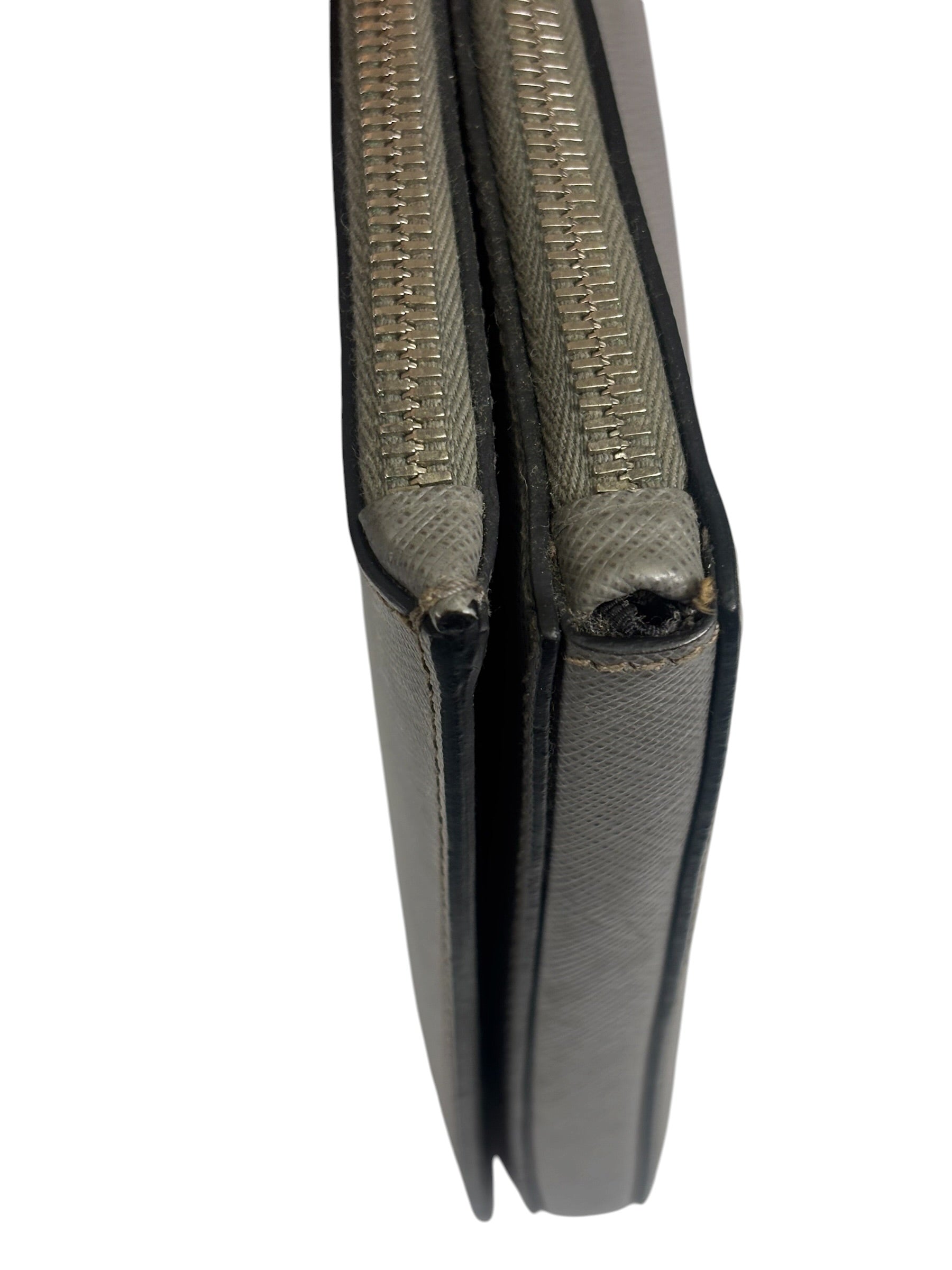 Prada Grey Saffiano Leather Pouch