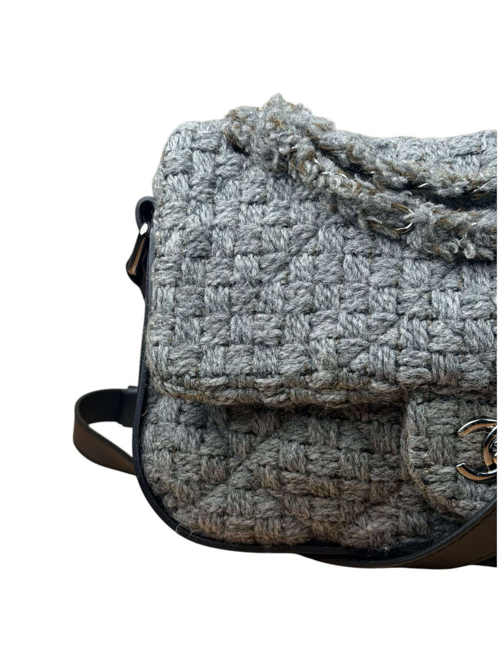 Chanel Grey Wool Tweed Flap Bag 2011