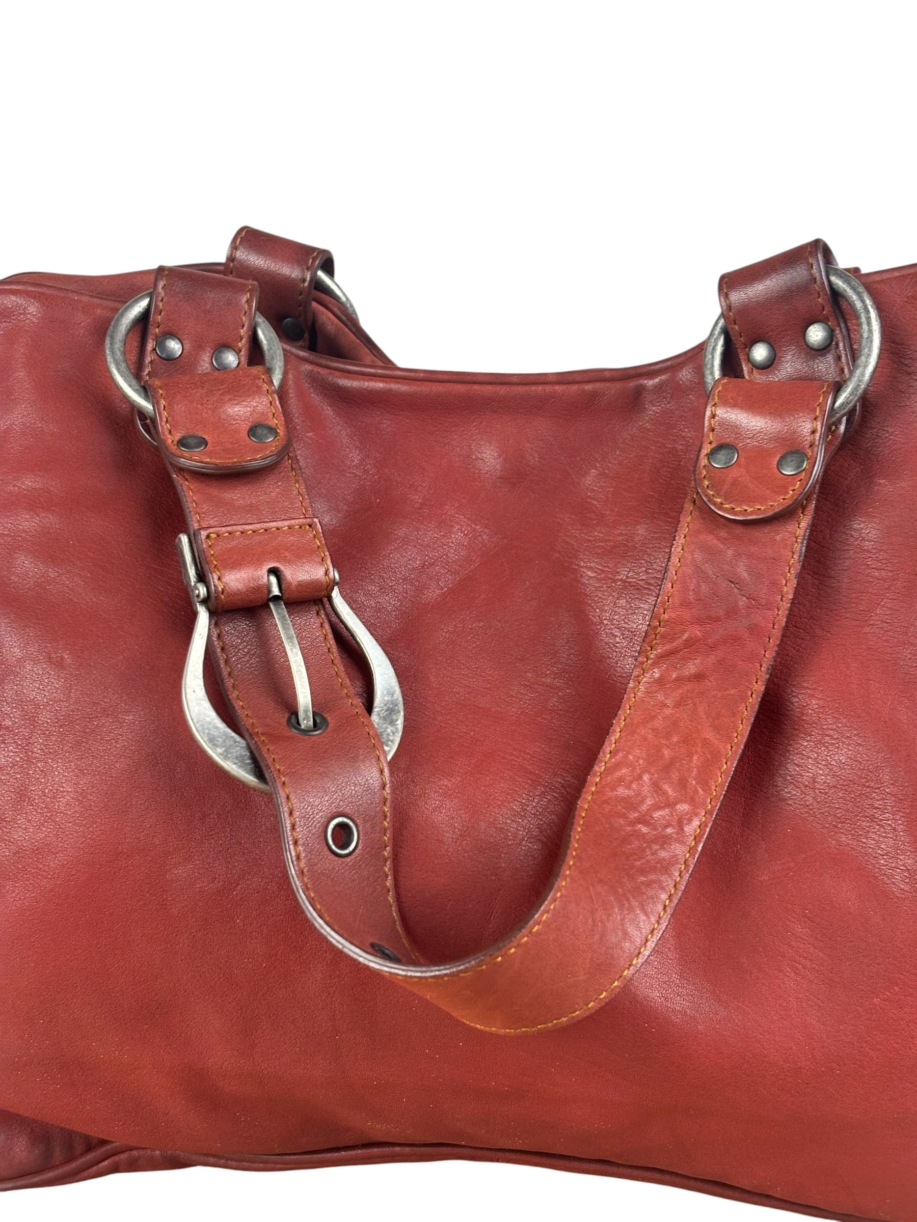Christian Dior Burgundy Leather Gaucho Saddle Large Shoulder Bag