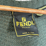 Fendi Green Vintage V-Neck Camel Hair Sweater