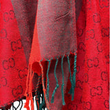 Gucci Carcoal-Grey/Red Reversible Wool-Jacquard Scarf