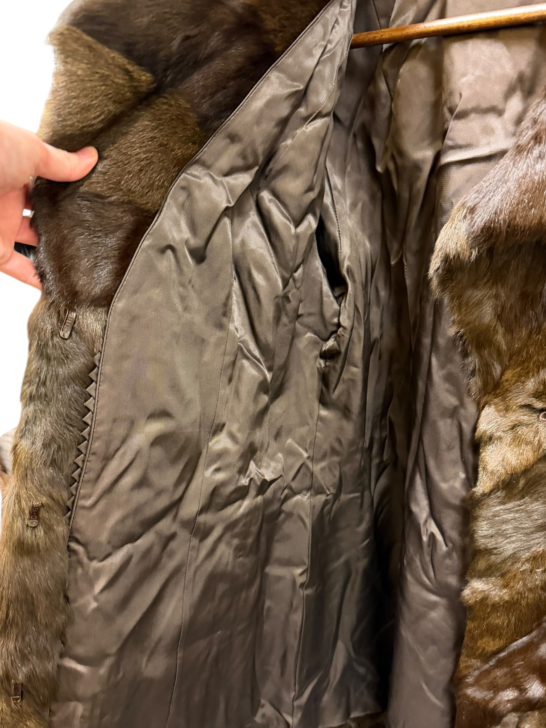 Vintage Mixed Brown Mink Fur Mid Length Coat