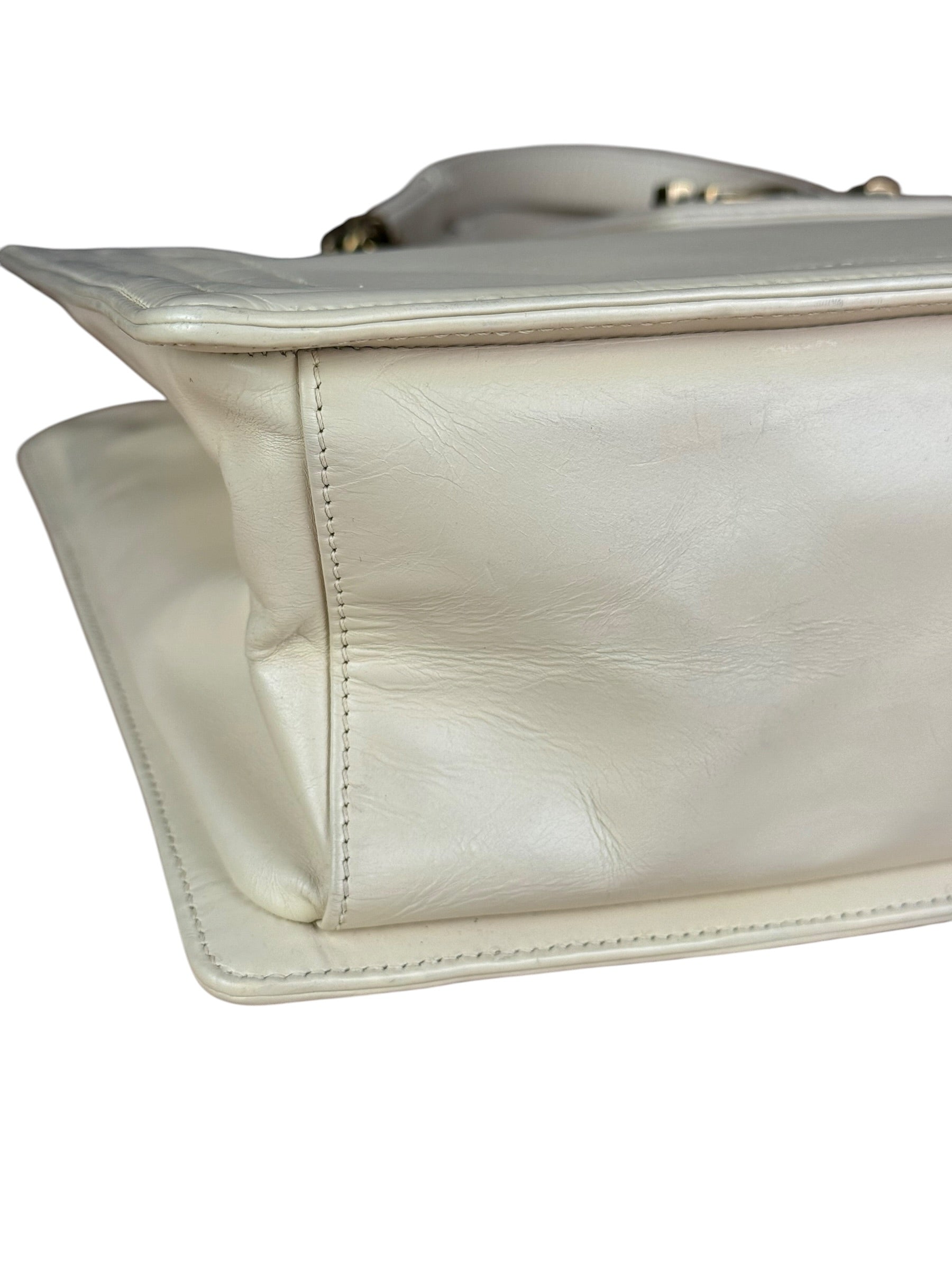Chanel Ivory Leather Large Jetsetter Boy 2Way Handbag 2011